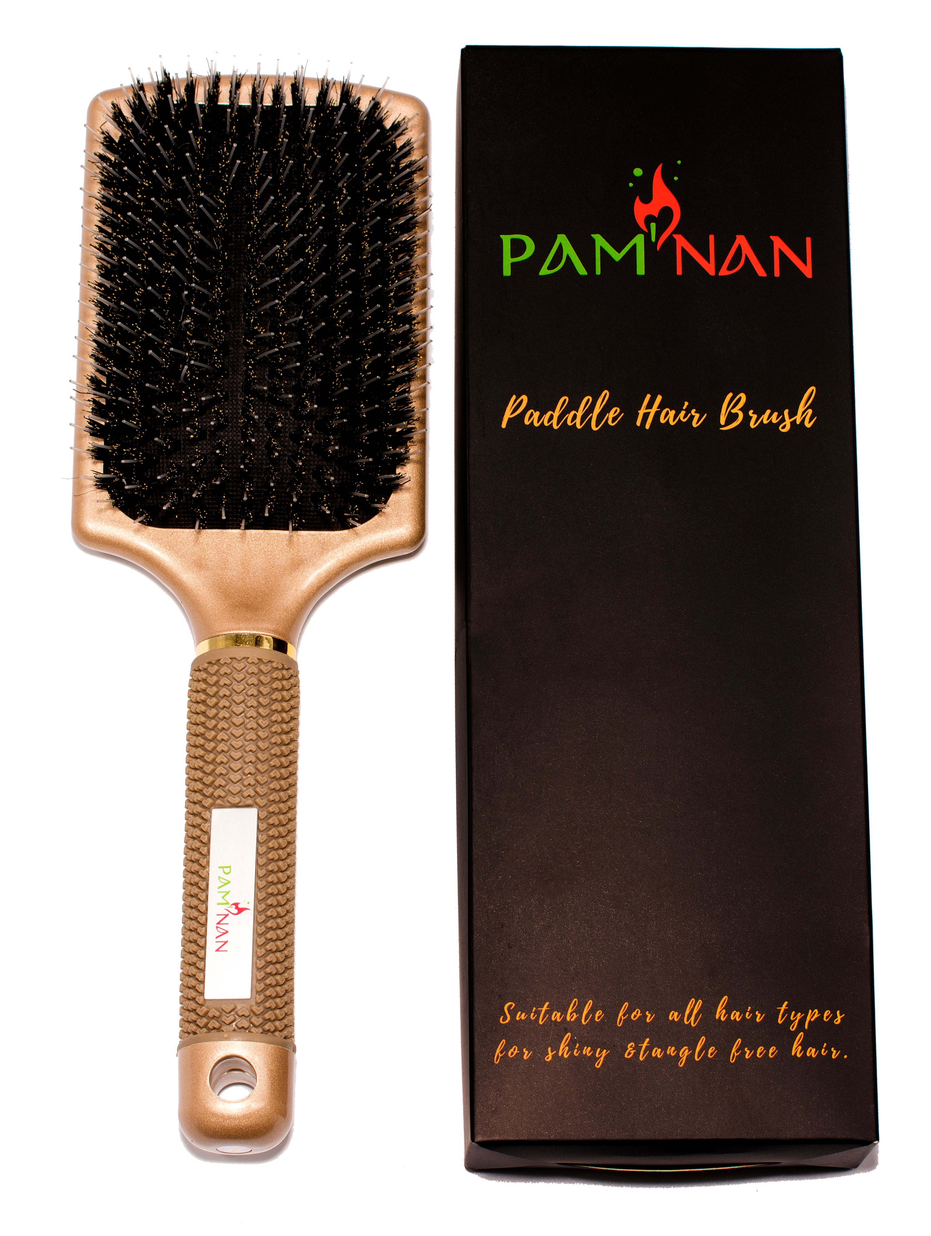 Gold Paddle Boar Bristle Hair Brush Pamnan For Women